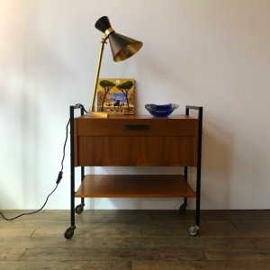 meuble console travailleuse vintage bois metal roulettes galerie vintage batignolles paris lartetlafaçon galerieart