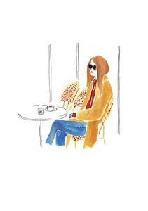 illustration aquarelle originale julia perrin parisienne caféterrasse