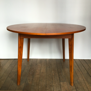 table salle a manger ronde bois pieds compas teck rallonge used furniture paris galerie design vintage annees50 lartetlafaçon batignolles boutique mobilier rue nollet face