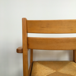 fauteuil chaise paillé bois clair perriand annees50 lartetlafaçon vintagedealer batignolles dossier