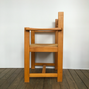 fauteuil chaise paillé bois clair perriand annees50 lartetlafaçon vintagedealer batignolles profil