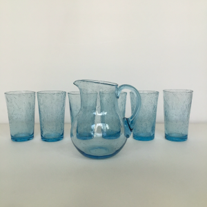 verres carafe verre bullé bleu biot art de la table vaisselle vintage lartetafaçon decoration batignolles