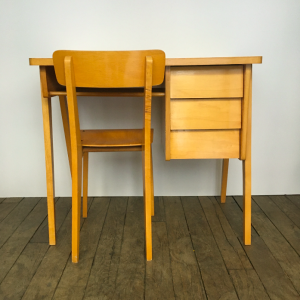 bureau vintage bois clair pieds compas bureau enfant annees50 midcentury vintage desk batignolles paris meuble anciens brocante