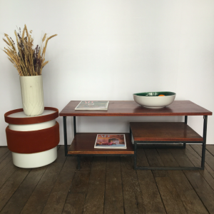 table basse vintage bois metal palissandre brocante paris montmartre batignolles epinettes lartetlafaçon puces paris17