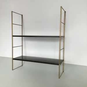 etagere mural metal marron et montants or torsadé vintage annees50 lartetlafaçonbatignolles paris brocante