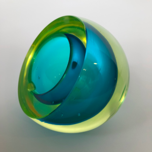 cendrier flavio poli verre murano bleu vert sommerso ashtray italian glass paris antiques italian design batignolles decoration objetsdart anciens