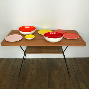 saladiers ceramique colorés orange rouge miel atelier bazelaire vaisselle ceramique coloré