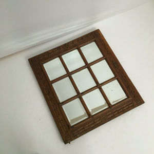 miroir ancien en bois carré fenetres antiquaire paris rue nollet batignolles