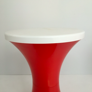 tabouret tamtam rouge et blanc pvc 70S batignolles retro