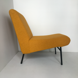 chauffeuse vintage G10 pierre guariche fauteuil ancien bouclette jaune safran frenchvintagedesign midcentury la boutique de caroline selency paris17