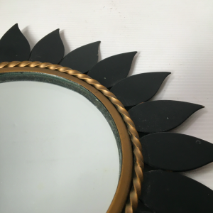 miroir fleur metal noir chaty vallauris antiques paris french vintage midcentury flower mirror antiquaire