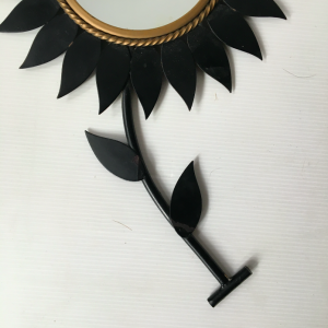 miroir fleur metal noir chaty vallauris antiques paris french vintage midcentury flower mirror antiquités