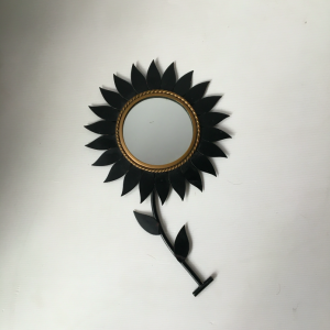miroir fleur metal noir chaty vallauris antiques paris french vintage midcentury flower mirror antiquités paris