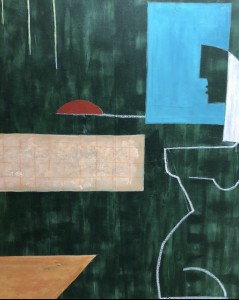 toile acrylique vert bleu ocre avrandinis paris galerie