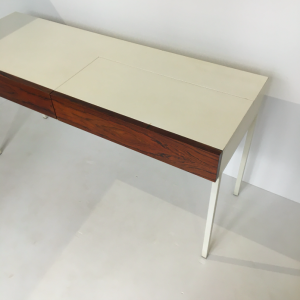console coiffeuse table interlubke melaminé blanc et palissandre annees70 paris vintage detail angle