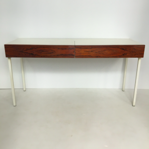 console coiffeuse table interlubke melaminé blanc et palissandre annees70 paris vintage face