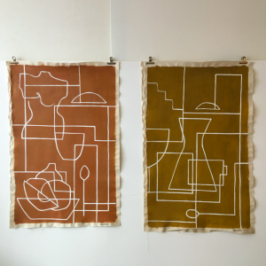 tenture murale peinture terracotta nature morte paris decoration galerie avrandinis