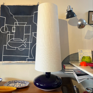 lampe ceramique bleu bazelaire abatjour haut