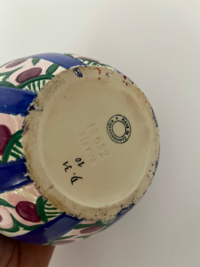 vase motifs bleu vert czecoslovacia decoration paris signé