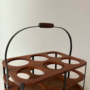 range bouteille porte bouteille bois metal VINTAGE paris brocante dessus