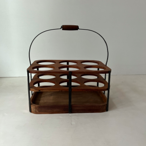 range bouteille porte bouteille bois metal VINTAGE paris brocante face