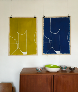 tenture avrandnis lime jaune bleu roi