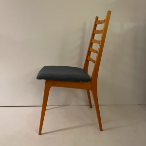 6 chaises vintage bois clair assise bleu