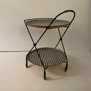 desserte table pliante a roulettes carreaux vichy noir et blanc - Jie Gantofta - ary suède 1950