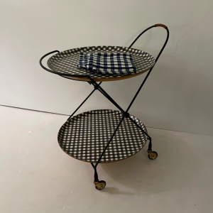 desserte table pliante a roulettes carreaux vichy noir et blanc - Jie Gantofta - ary suède 1950 - paris
