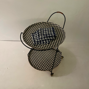 desserte table pliante a roulettes carreaux vichy noir et blanc - Jie Gantofta - ary suède 1950 - paris brocante scandi
