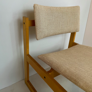fauteuil michel mortier french vintage design bois clair chauffeuse antiquités paris galerie tapissier