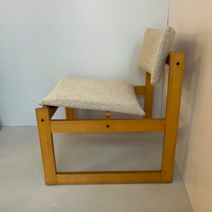 fauteuil michel mortier french vintage design bois clair chauffeuse antiquités paris galerie tapissier abtignolles