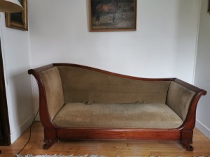 Meridienne banquette canapé ArtDeco Empire Vintage Antiquaire Paris Barbizon