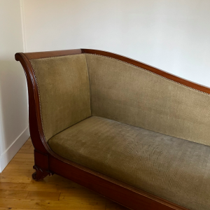 meridienne canapé artdeco empire antiquités paris barbizon style empire accoudoir asymetrique meridienne