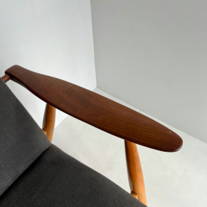 fauteuil gris scandinave Asko finlandais vintage tapisserie siege paris accoudoir aileron