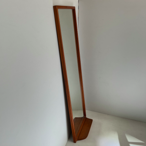 grand miroir rectangulaire teck scandinave a tablette paris vintage galerie danoise profil