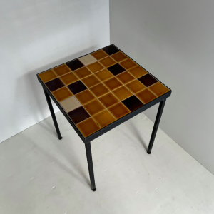 table carreaux de ceramique miel jaune marron mado jolain 1950 french design brocante paris batignolles