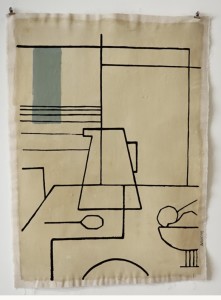 Tenture murale pigment sur coton carafe nature morte galerie paris lannexe ecru