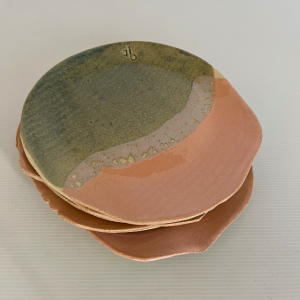 assiette ceramique rose vert piece unique agnes beurel lartetlafacon boutique de caroline galerie art batignolles