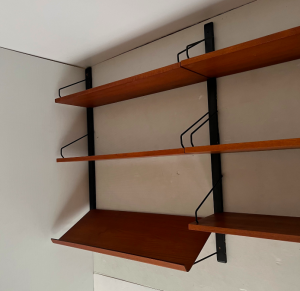 etagere murale double string poul cadovius bois teck midcentury scandinavian vintage shelves