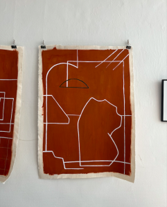 oeuvre originale pigments sur coton avrandinis buste terracotta tableau paris batignolles galerie art