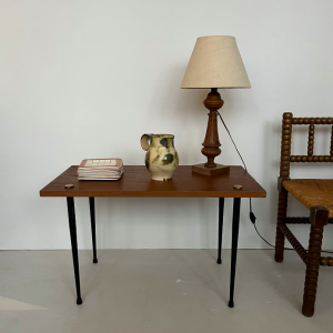 table basse dappoint en bois 1950 chaises coin de feu lampe ancienne