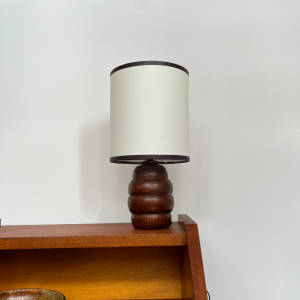 lampe à poser chevet bois tourné et abatjour sur mesure paris