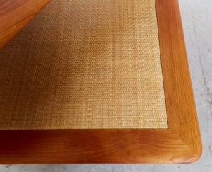 table basse carrée teck et cannage osier tressé danoise scandinave peter hvidt et orla molgaard nielsen pour france and sohn