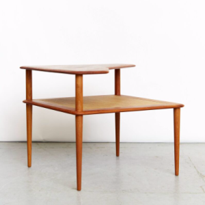 table basse carrée teck et cannage osier tressé danoise scandinave peter hvidt et orla molgaard nielsen pour france and sohn batignolles vintage paris