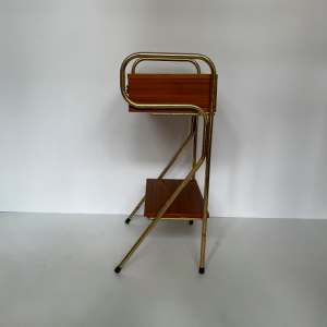 table de chevet bois metal tubulaire doré jacques hitier france 1950 vintage boutique paris batignolles