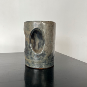 ceramique anthropomorphe chouette bleu gris