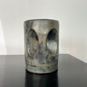 ceramique anthropomorphe chouette bleu gris gres