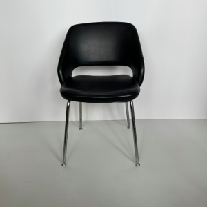 chaise de bureau cuir noir metal chromé conference knoll face