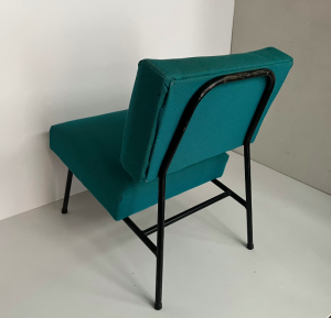 chauffeuse airborne fauteuil pierre guariche bleu turquoise metal tubulaire noir vintage french 1960